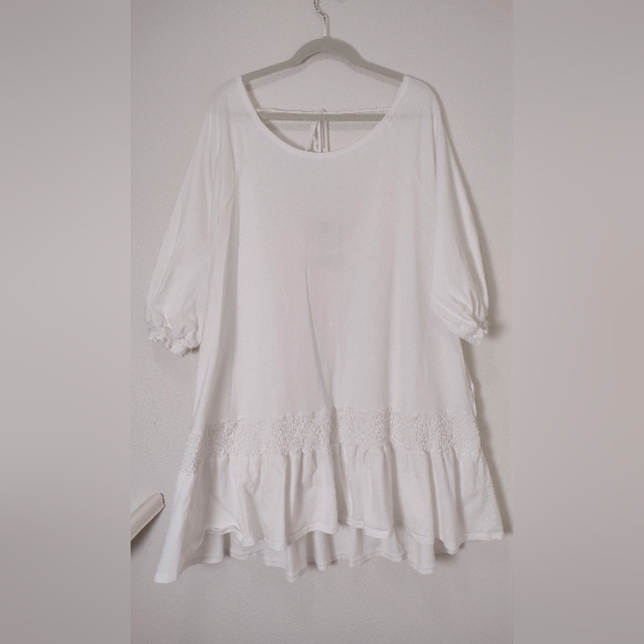 Free People Beach Jenny Drop Waist Babydoll Mini Dress White Size M - Picture 2 of 14